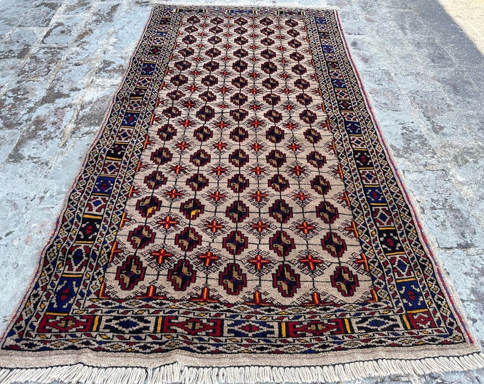 70% off Size 2.11 x 5,3 Ft Baluch Afghan rug | Hand knotted wool rug/ Natural Dye Color/ Vintage Oriental MorGol Baluch Rug Area Rare Rug