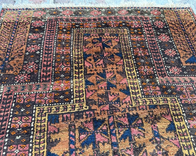 70% off 2.9 x 4.5 Ft/ Vintage 1950s  Afghan Prayer Baluch rug | Afghan Baluch rug | handmade wool rug Gergeous Wool Prayer Afghan rug