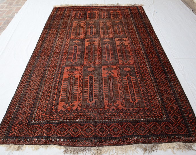 6'2 x 9'6 Super rare hand knotted Afghan Qalam Dani wool rug - Vintage Area rug for bedroom and Living room