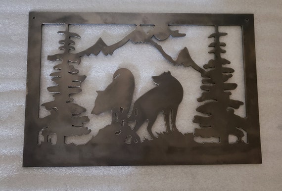 Wolf Metal Art Scene Etsy