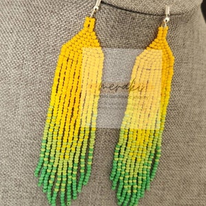 Ombre Earrings, Beaded Earrings,Seed Bead Fringe, Boho Earrings, Handmade Earrings, Dangle Earrings