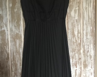Vintage Black Pleated Dress, Vintage Cocktail Dress