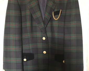 Vintage Basler Green Tartan Wool Jacket, Blazer