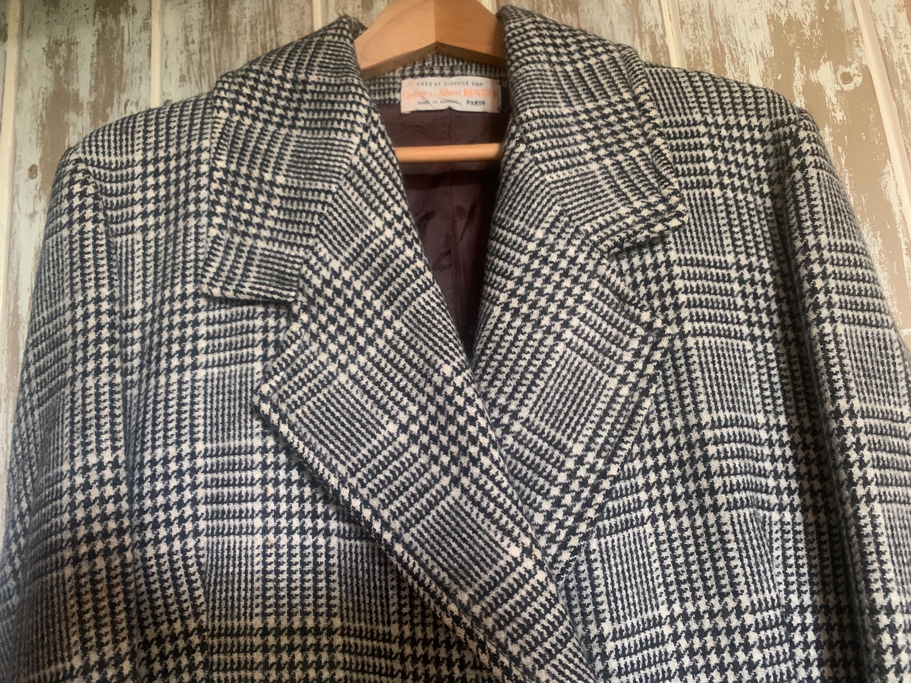 Vintage Plaid Coat Vintage and White Check Coat Georges Albert Bender Coat Etsy Canada