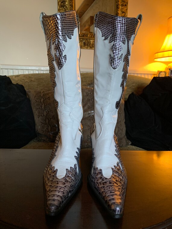 Vintage Leather And Snake Skin White Cowgirl, Cowb