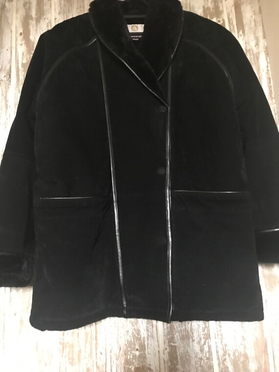 Vintage Black Sheepskin Jacket, Shearling