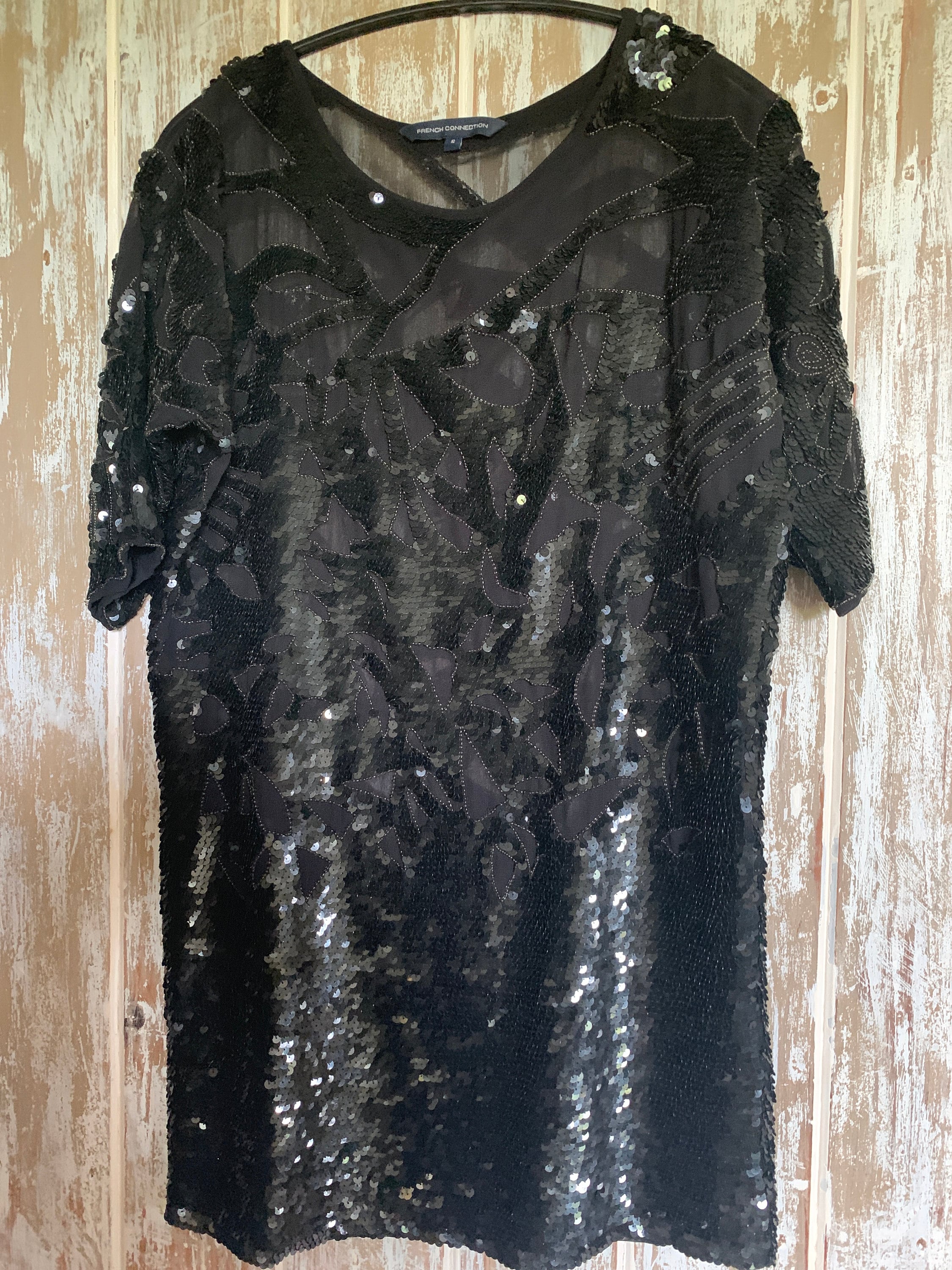 black sequin french connection dress French Connection | Dresses | French Connection Black Sequin Bodycon Dress Size 2 New Withtags