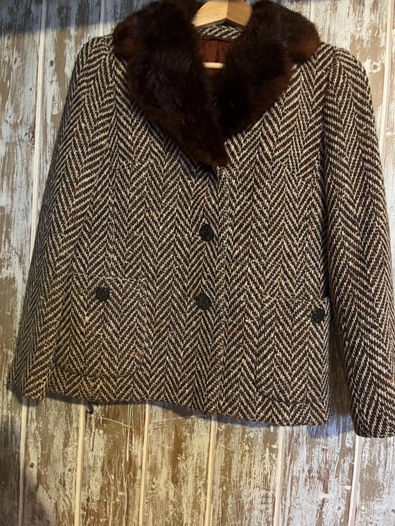 Vintage Tweed Fur Collar Jacket, Circa 1960’s