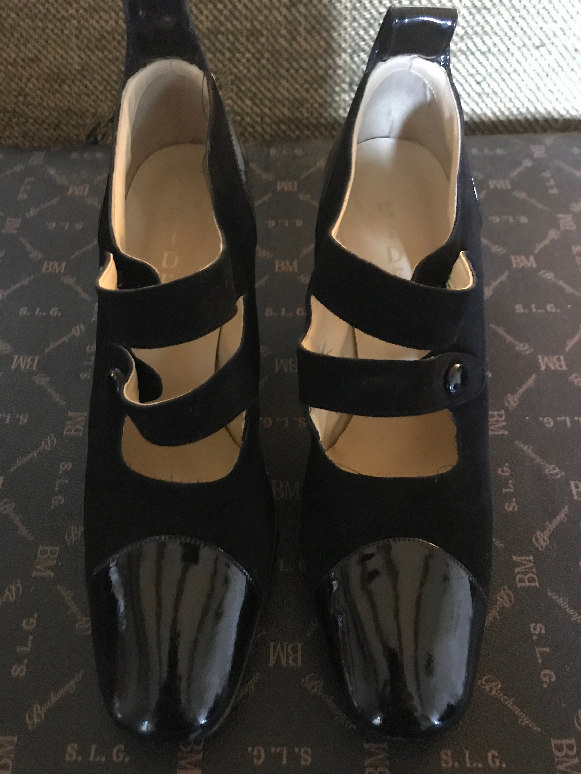 Vintage Italian Black Suede and Patent Leather Shoes - Etsy