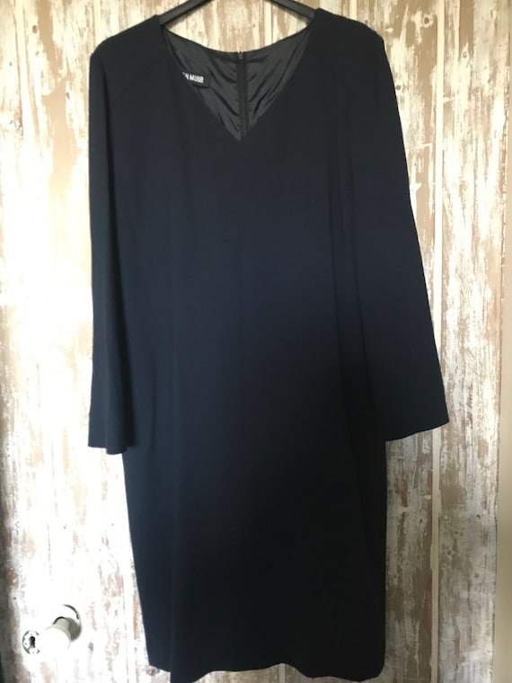 Vintage Jean Muir Navy Wool Shift Dress