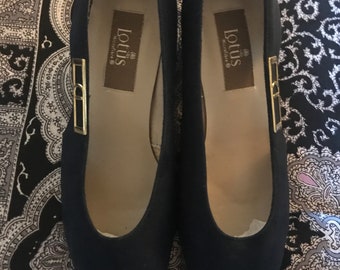 Vintage Navy Wildleder Lotus Schuhe, Pumps