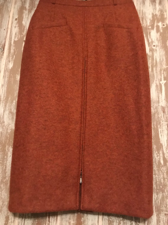 Vintage Orange / Rust Wool Straight Skirt