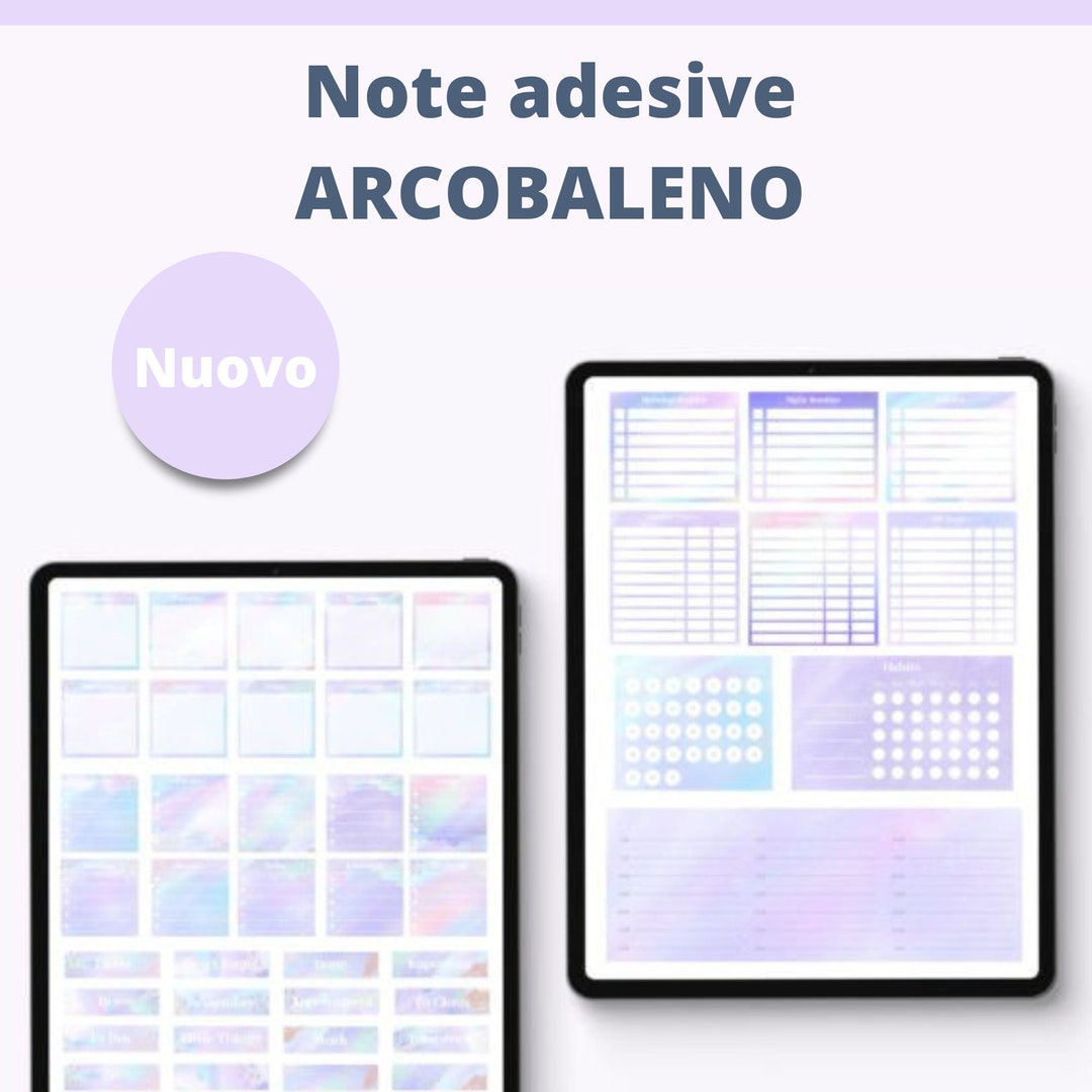 Sticky Notes Widget Solid Color 200 Digital Sticky Notes Widgets | Goodnotes and Ipads | Rainbow Colors ...