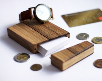 walnut business card holder natural wood wallet minimalist credit card case office storage handmade pocket organizer groomsmen gift idea - Wooden Business Card Holder walnut business card holder natural wood wallet minimalist credit card case office storage handmade pocket organizer groomsmen gift idea - Wooden Business Card Holder