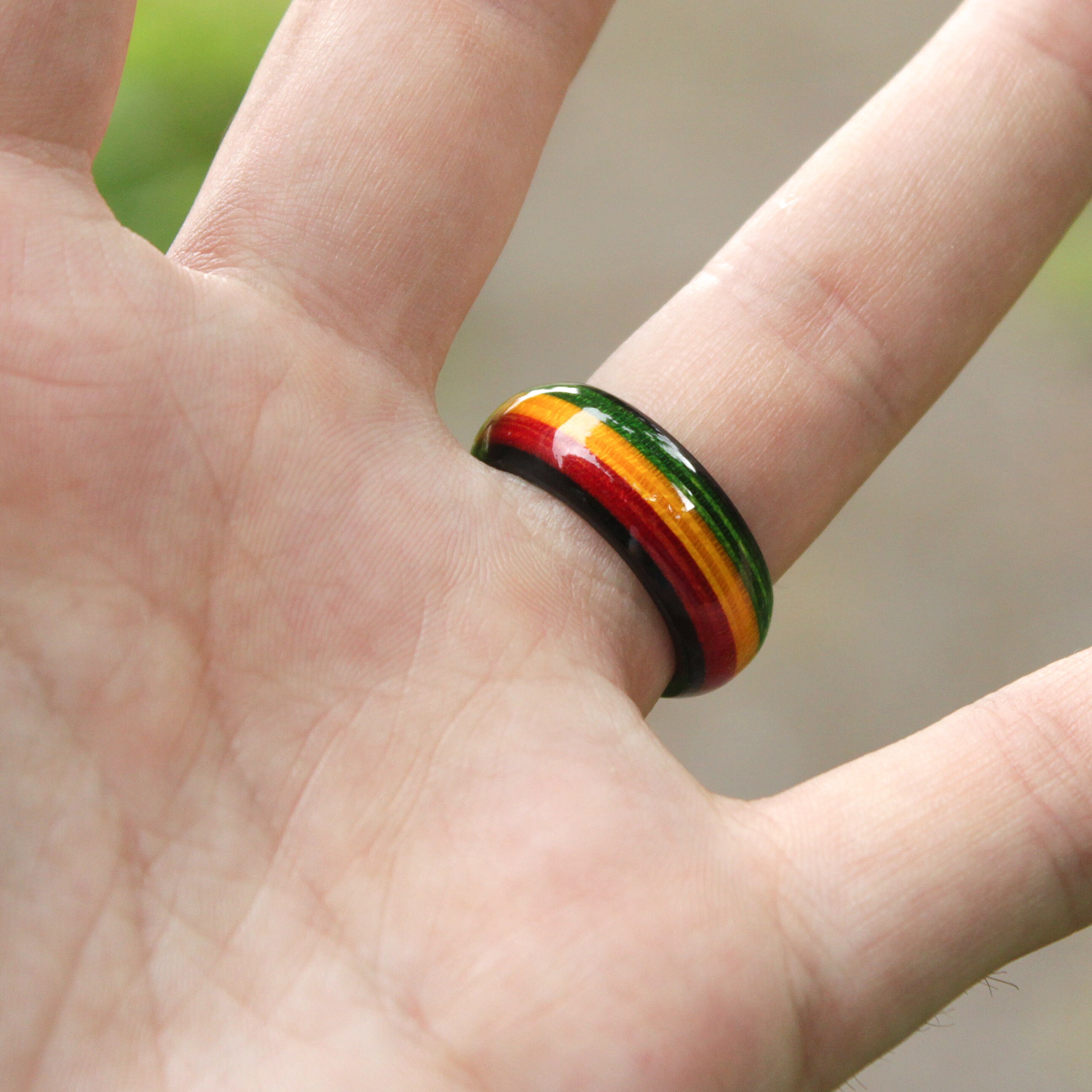 Rasta Color Wood Waterproof Ring for Men and Women Jamaican Etsy