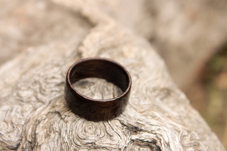 Handmade Wedding Band Bog Oak Natural Color Dark Ring for Man and Woman Hardwood Jewelry Elegant Ring for Engagement