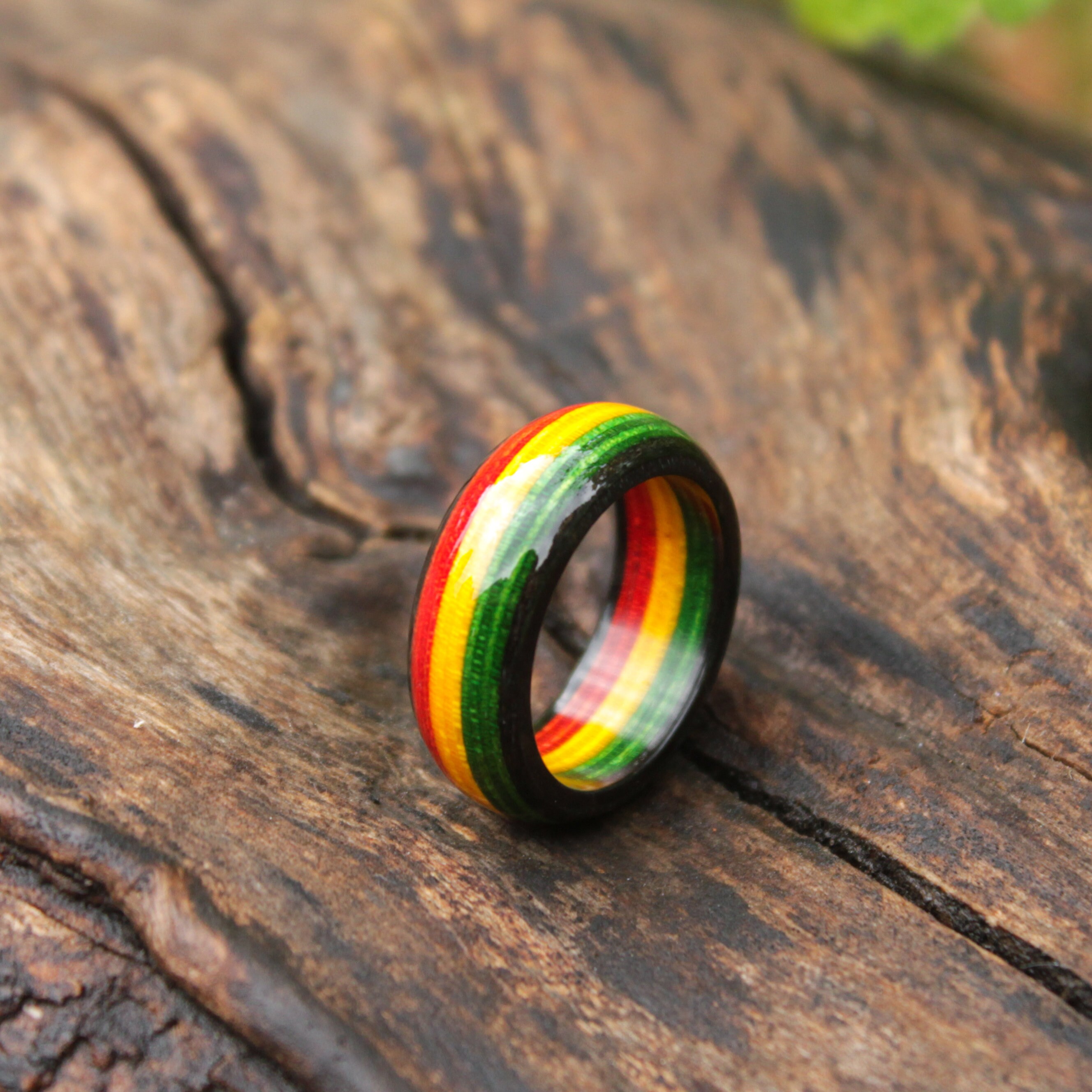 Rasta Color Wood Waterproof Ring for Men and Women Jamaican Etsy