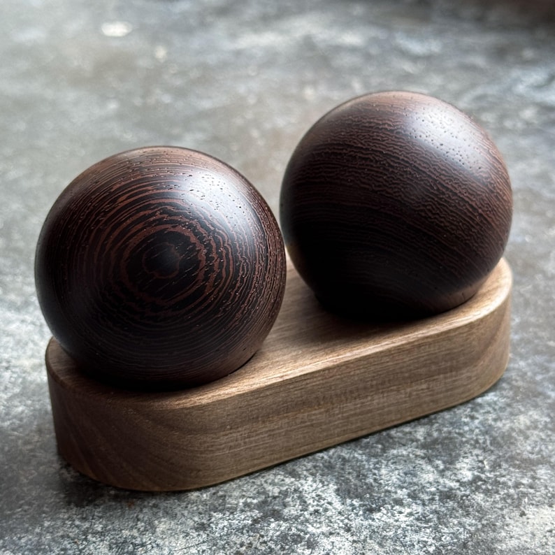 Wenge 48mm Baoding Balls, Tactile Wooden Art Object, Palm Fidget EDC ...