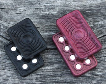 Handmade Ribbed Hardwood Fidget Slider, Bog Oak, Walnut, Purpleheart