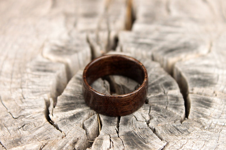 Handmade Wedding Band Bog Oak Natural Color Dark Ring for Man and Woman Hardwood Jewelry Elegant Ring for Engagement