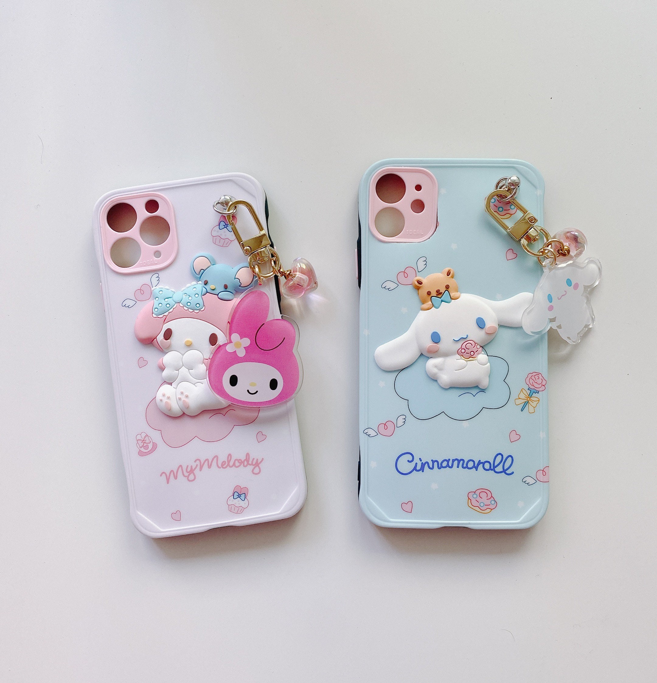 My melody Cinnamoroll 3D silicone iphone case keychain set Etsy