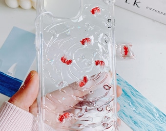 Wave koi fish iPhone 16/15/14/13/12/11/SE/Galaxy S25/S24/S23/S22/S21 case