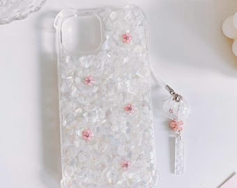 Flower mother of pearl iPhone 17/16/15/14/13/12/11/SE/Galaxy S25/S24/S23/S22/S21 case