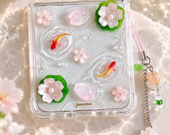 Lotus pink flower koi fish Samsung Galaxy Z Flip8/7/6/5 case