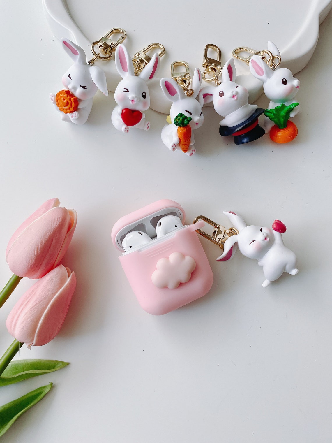 Rabbit bunny airpod case keychainrandom set airpod1 | Etsy