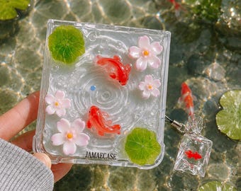 Red koi fish lotus wave Samsung Galaxy Z Flip7/6/5/4/3 case