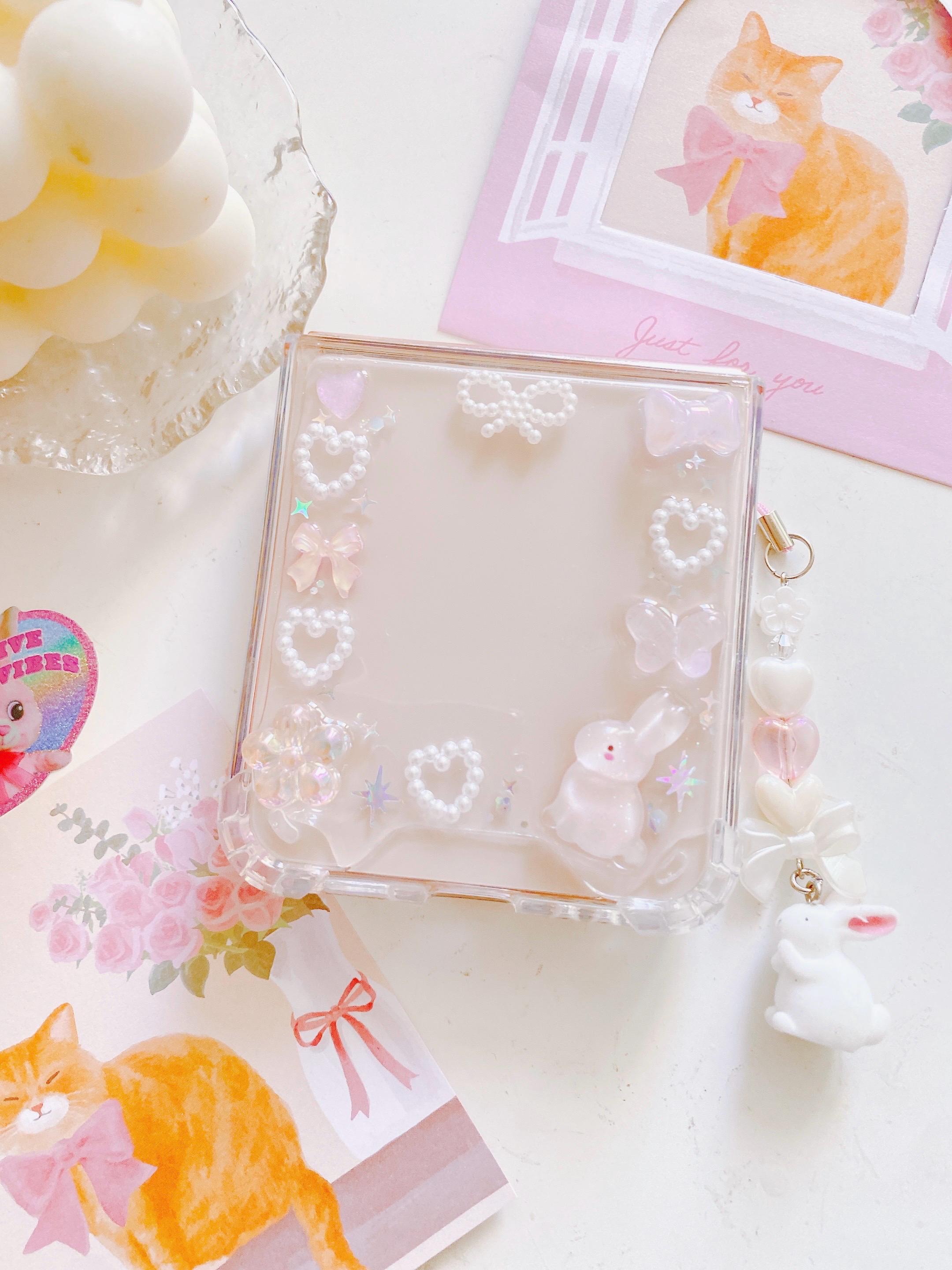 Galaxy Z Flip7/6/5/4/3 pink rabbit ribbon case