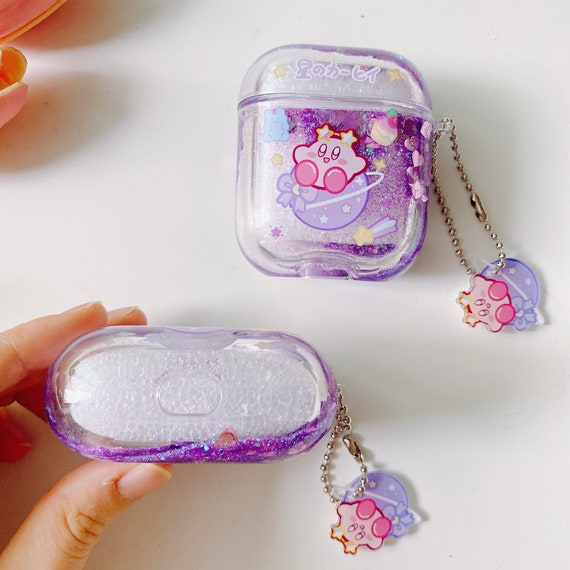 Glitter Sparkling Purple Kirby Airpods Case And Airpods Etsy
