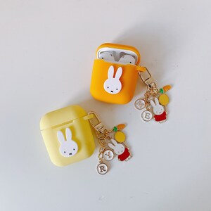 Rabbit Miffy initial custom silicone airpod casekeychain set | Etsy