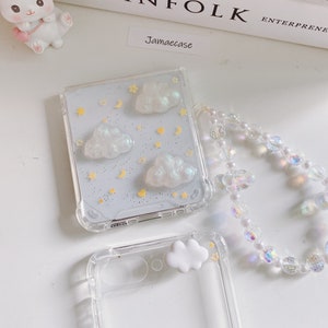 Samsung Galaxy Z Flip7/6/5/4/3 Case glitter cloud moon star resin
