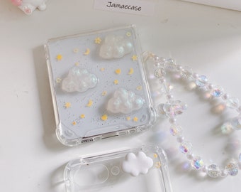 Samsung Galaxy Z Flip7/6/5/4/3 Case glitter cloud moon star resin