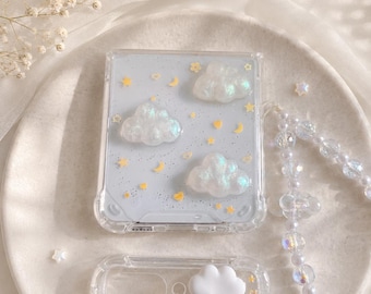 Samsung Galaxy Z Flip7/6/5/4/3 Case glitter cloud moon star resin
