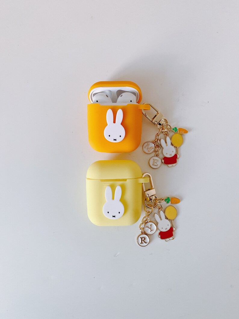 Rabbit Miffy initial custom silicone airpod casekeychain set | Etsy