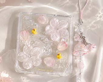 Mother of pearl cherry blossom duck wave Samsung Galaxy Z Flip7/6/5 case