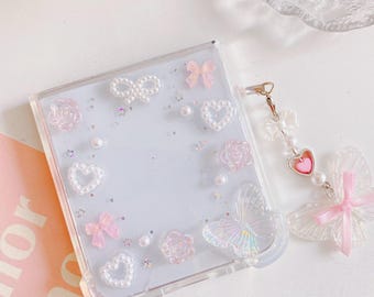 Galaxy Z Flip7/6/5/4/3 case pink flower butterfly