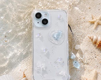 Luminous Sea seal starfish wave iPhone 17/16/15/14/13/12/11/SE/Galaxy S26/S25/S24/S23/S22 case