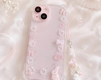 Rabbit bunny pink ribbon iPhone 17/16/15/14/13/12/11 Galaxy S26/S25/S24/S23/S22  case