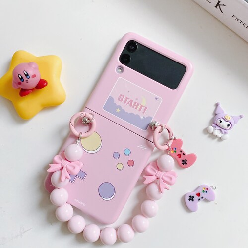 Pink Retro Game Beaded Strap Sturdy Hard Samsung Galaxy Z Etsy
