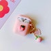 Peach airpod case + keychain set airpod1, airpod2 