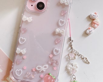 Peach Pink Ribbon Resin iPhone 17/16/15/14/13/12/11 Galaxy S25/S24