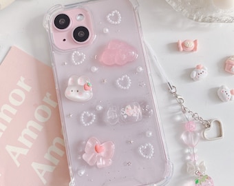 Rabbit candy ribbon cloud iPhone 15/14/13/12/11 Galaxy S24/S23/S22/S21 case