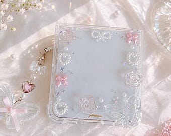 Galaxy Z Flip8/7/6/5/4/3 case pink flower butterfly