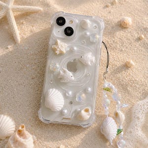 3D White shell conch fish wave iPhone 17/16/15/14/13/12/11/Samsung Galaxy S26/S25/S24 case