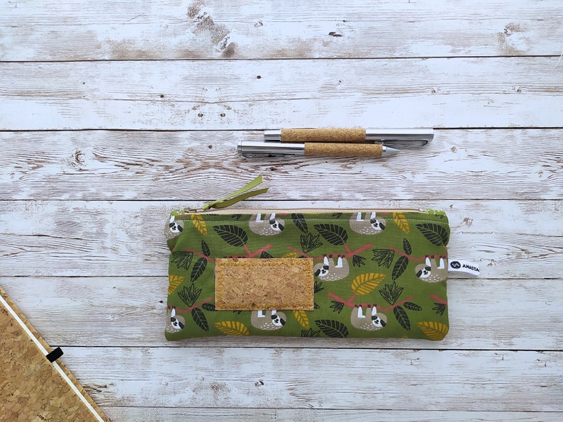 Sloths Pencil Bag, Personalized Sloth Gift for School image 1