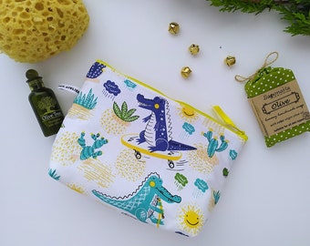 Crocodiles Wash Bag for Kids, Waterproof Toiletry Bag Aligator, Baby Gift