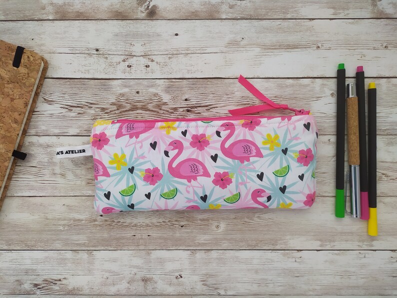 Flamingo Pencil Bag for Girls, Flamingo Pouch, Personalized Gift for Kids image 7